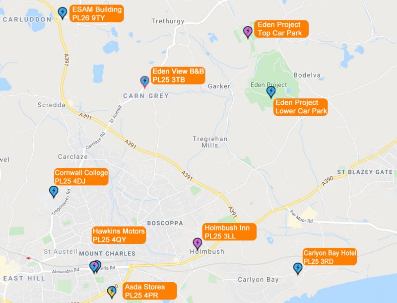 Electric Vehicle Charge Points St Austell BID Directory